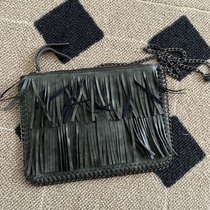 Suede fringe crossbody bag